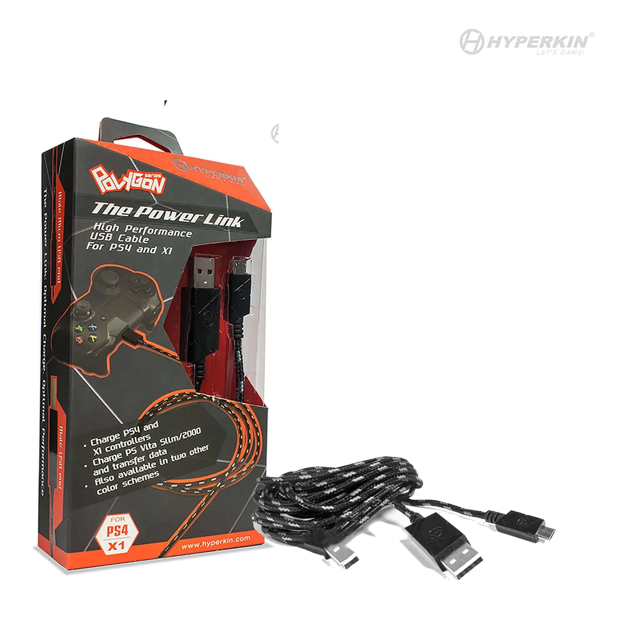 Power Link Braided Micro Charge Cable for PS4®/ Xbox One®/ PS Vita