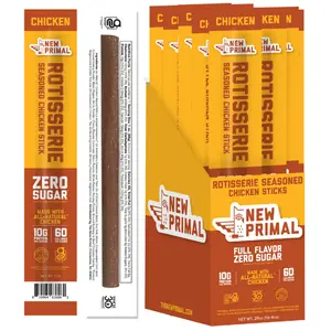 The New Primal Rotisserie Seasoned Chicken Meat Sticks, All-Natural Chicken, Zero Sugar (20 Sticks)