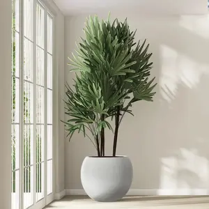 Modern Round Indoor Planters with Drainage Hole - White MgO Flower Pots, Large Size for Porch, Balcony & Indoor Areas