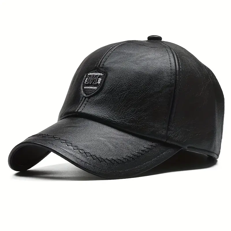 1 Men's British PU leather baseball cap adjustable summer breathable casual hat spring and autumn / spring, summer, autumn and winter hat
