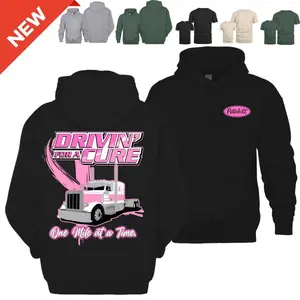 Breast Cancer Awareness Semi Truck Hoodie Tshirt, Peterbilt Pink Ribbon Hoodie Tshirt –Drivin’ for a Cure Trucker Outfit, Classic Peterbilt Style, Unisex Highway Hauler Apparel