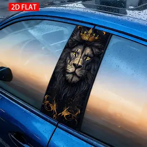 2Pcs Luxury Crown Lion Car Column Stickers, Vintage Decorative Stickers, PVC Self-Adhesive Waterproof Scratch-Resistant, for Car B Pillar, Body Decoration, Car Accessories, Car Decal
