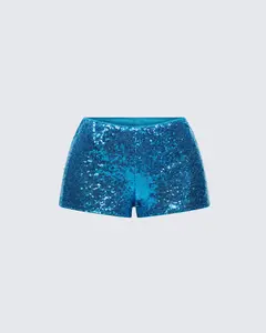 Posie Blue Sequin Mini Shorts