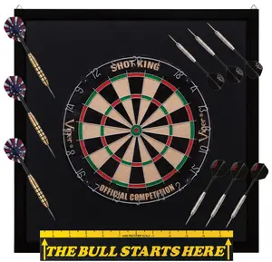 Viper Shot King Sisal Dartboard, Dartboard Backboard, "The Bull Starts Here" Throw Line Marker & Elite Steel Tip Darts