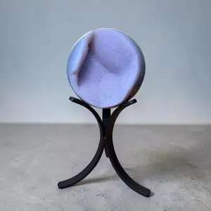 Banded Blue Agate Sphere with Druzy