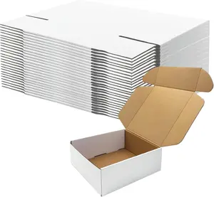 10x10x3 inch White Corrugated Cardboard Shipping Boxes, Recyclable Mailing Packaging Storage Boxes for Craft Gifts Giving and Business Use, Set of 25