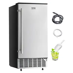 VEVOR Undercounter Built-in Ice Maker, TikTokShopBlackFriday, 80 Lbs/Day Under Counter Ice Maker Machine with Reversible Door Stainless Steel, Freestanding Ice Maker for Commercial Home Kitchen, Electric Drainage