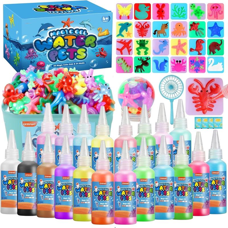 Aqua Fairy Water Gel Kit for Kids, Magic Water Elf Toy Kit with 20 Colors Magic Gel, Aqua Fairy kit with 10 Shape Molds, Crate Your Own Magic Elf Kits Water Pets Craft Kits for Kids