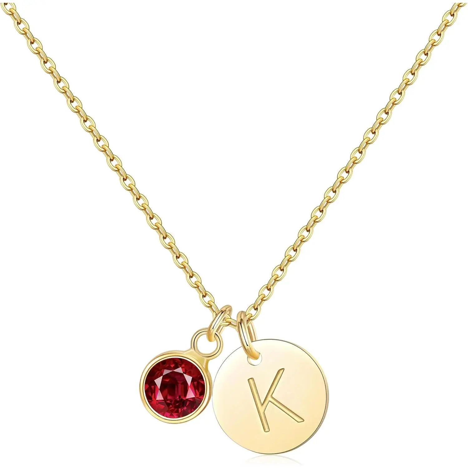 Initial Birthstone Necklace for Women Gold Initial Necklace 14K Gold Plated Dainty Letter Necklace A-Z Pendant CZ Birthstone Personalized Jewelry Birthday Gift