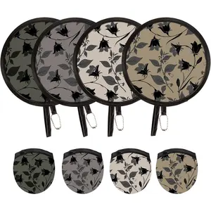 4 Styles Round Foldable Hand Fan Handheld Compact Cooling Fans Foldable Multi-Role Round Fans,Round Folding Fan for Outdoor Games,Xmas Decoration,Festival,Party Favors,Travel,Events