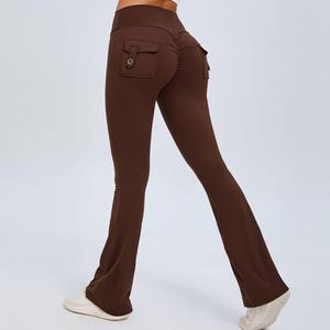 Yoga Fitness Flared Pants With Pockets Ins Fashion Slim High Waist Sports Trousers  Scrunch Butt Booty Workout Lifting Leggings