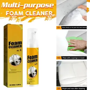 Multi-Purpose Foam Cleaner Spray, 100ML All-Purpose Foaming Cleaner for Car and Home, Powerful Stain Remover for Car Interior, Leather, Upholstery, Carpet and Kitchen, Lemon Scent