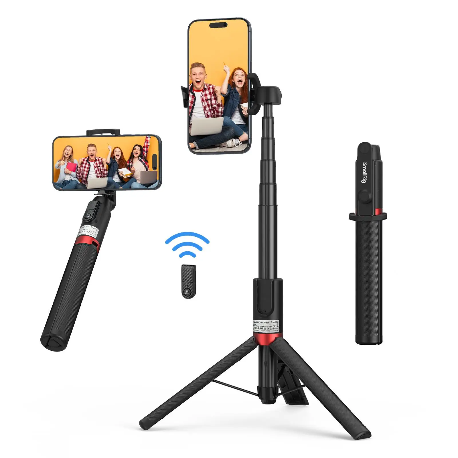 【FallDealsForYou】SmallRig 51" Cell Phone Selfie Stick Tripod with Wireless Remote, Aluminum Portable Cellphone Tripod Freely 10m Bluetooth Remote Cont