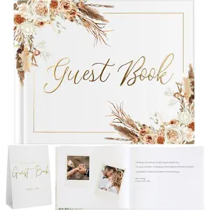 Wedding Guest Book for Guests to Sign, Elegant Wedding Guestbook Ideas, Sign in Book for Bridal and  Shower, Polaroid Guest Book, 100 Thick Lined and Blank Pages for Party, Wedding Books