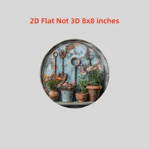 2D 1PC 8x8 Inch Vintage Garden Tool Metal Sign Rustic Wall Art Romantic Foil Engraved Plaque for Home Restaurant Cafe Garage Decor Multicolor Iron