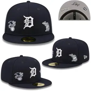 New Era 59FIFTY Detroit Tigers Fitted Cap – Flat Brim MLB Hat with Multi-Side Embroidered Patches, Premium Streetwear Baseball Cap for Men & Women