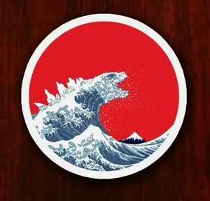 Godzilla Gojira Kaijuu Great Wave Kanagawa Vinyl Sticker