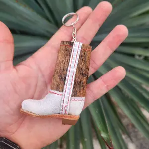 Leather Cowboy Boot Lighter Case Handmade Keychain