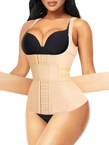 Women's body shaping camisole with chest support, adjustable shoulder straps, double-layer pressure to tighten the abdomen, 4 steel bones to strengthen the pressure to prevent curling