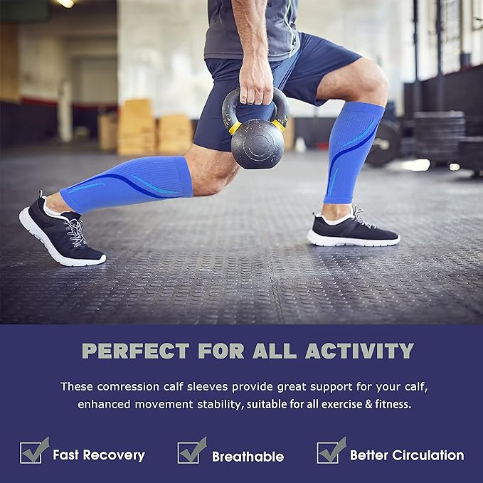 STANDWAY 1 Pair Calf Compression Sleeves For Men & Women - Compression Calf Sleeves For Shin Splints，Shin Splint Relief Fitness Running