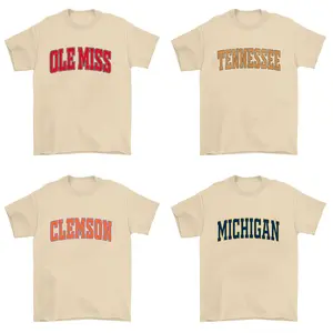 All-Team Distressed Varsity College T-Shirt – Sand, Custom Your Team, Classic Cotton Tee With A Vintage Athletic Look, Perfect for Casual Wear, Game Day Shirt, Menswear & Womenswear