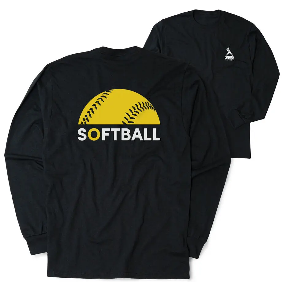 Softball Tshirt Long Sleeve - Modern SoftballÂ (Back Design)