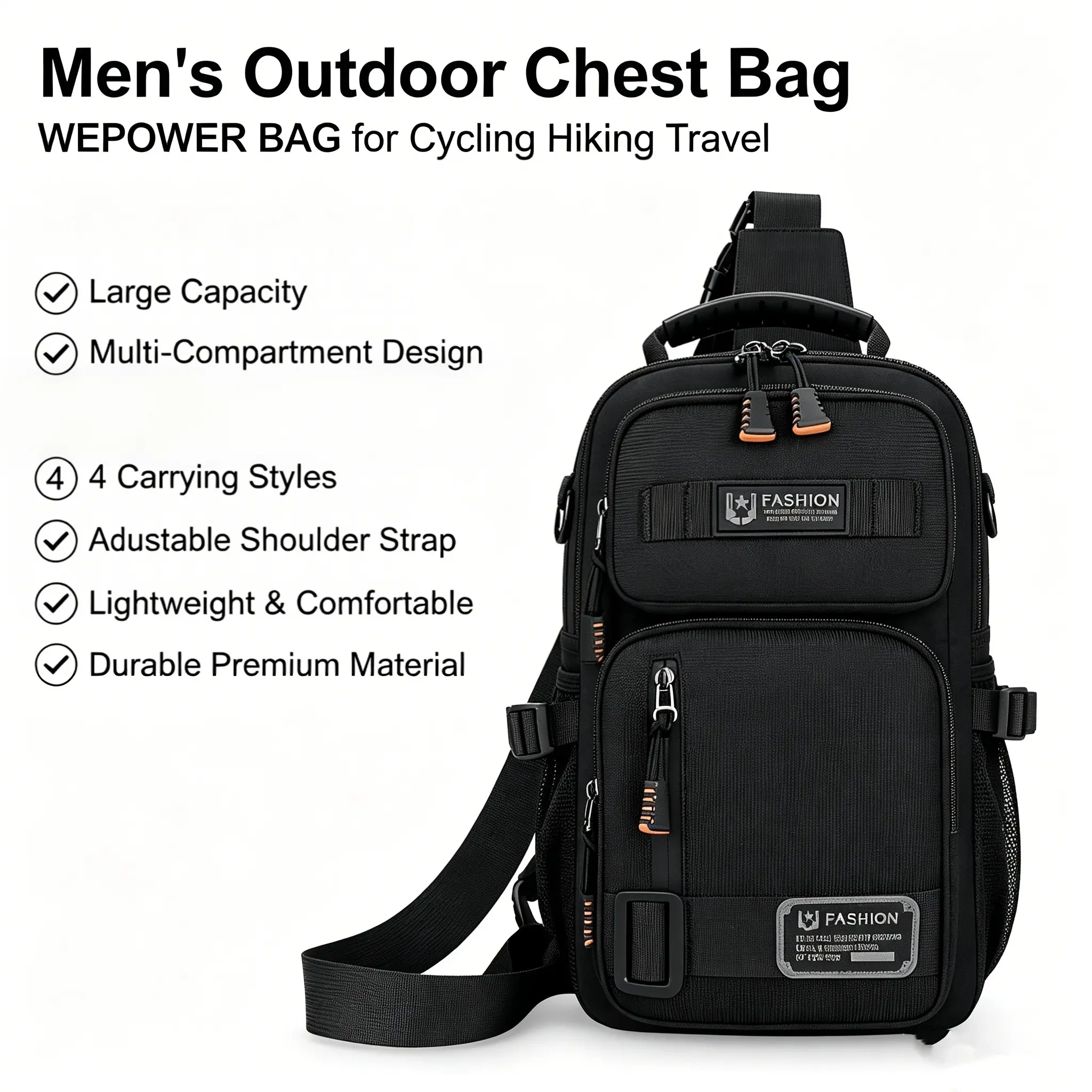 Tactical Crossbody Bag for Men, Lightweight Multi-Pocket Shoulder Sling Bag with an Adjustable Strap for Outdoor Travel & Daily Use, Adjustable Strap Bagcrossbody tactical