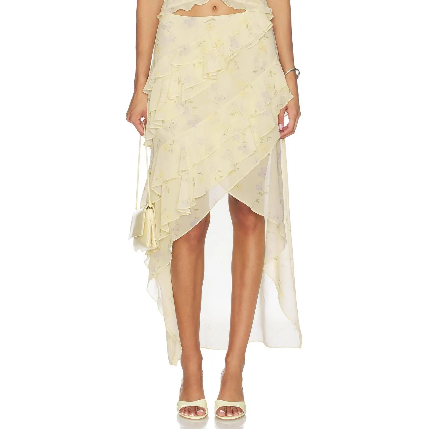 Tularosa Cecilia Maxi Skirt in Pale Yellow Floral