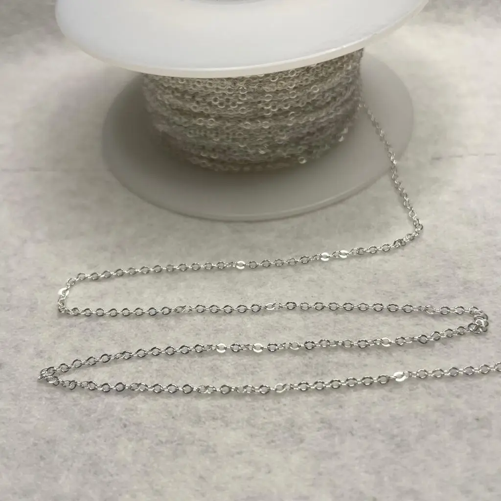 Sterling Silver 1.3mm Flat Cable Chain - 100 Feet