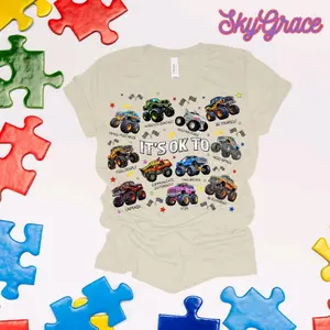 SkyGrace Autism Awareness T-Shirt with Monster Truck Design for Comfortable Wear