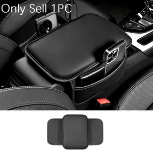 PU Leather Car Center Console Protector, Upgraded Armrest Box Cushion, Arm Rest Mat with Side Storage Pocket, Car Interior Decor Accessory, Car Organizers