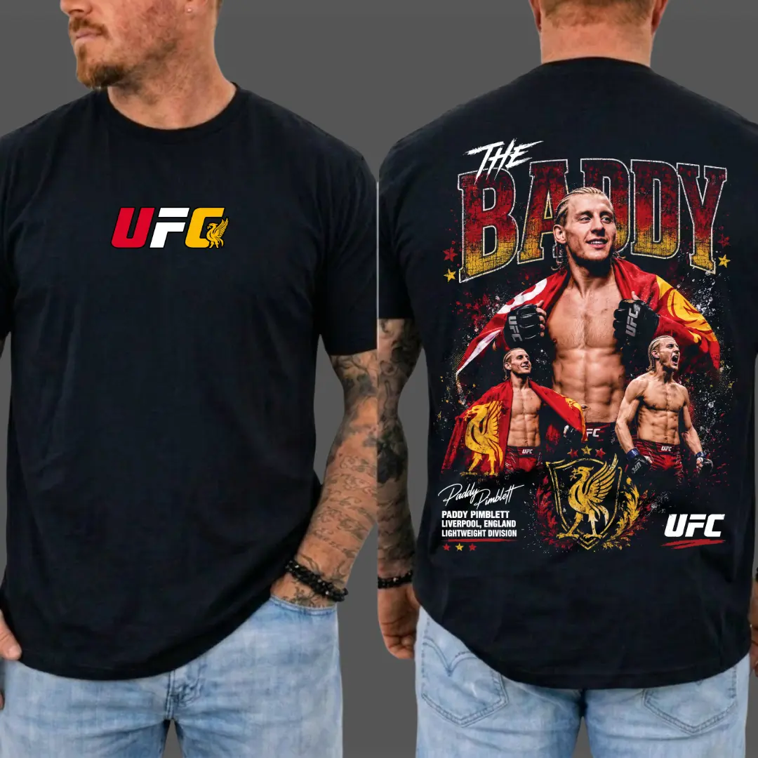 Men's UFC Paddy Pimblett The Baddy T-Shirt, The Baddy UFC Graphic Tee, UFC MMA Shirt, Gift for Fighters, Sports Apparel Cotton Tee, UFC Merch, Vintage Casual Style Gift, MADE IN USA
