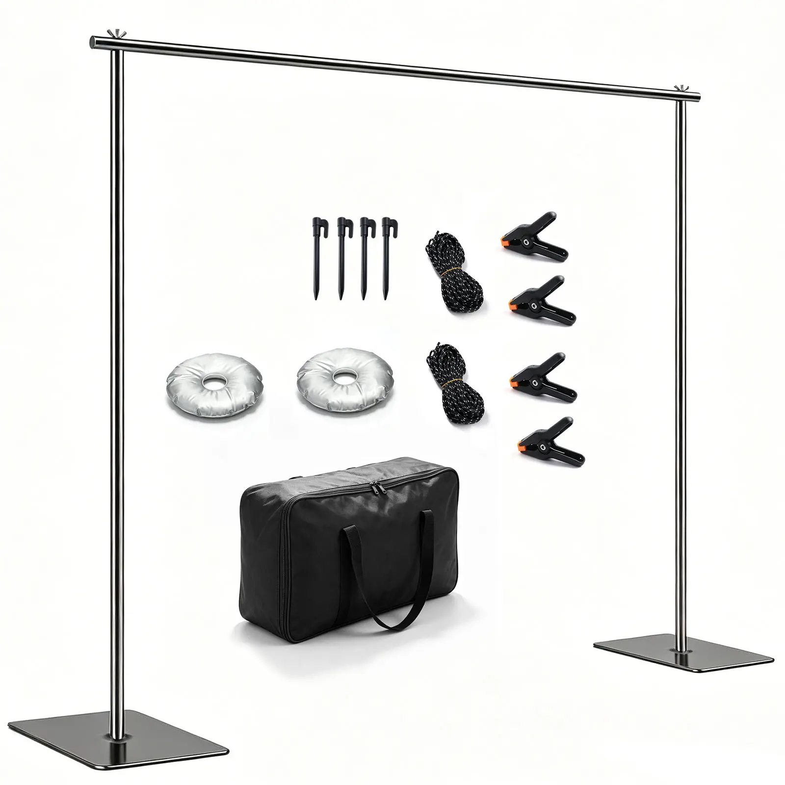 Adjustable Backdrop Stand, 6.5ft H x 9ft W Photography Background Support Kit with Heavy Duty Flat Base, Metal Steel Pipe Frame for Parties, Birthdays and Weddings