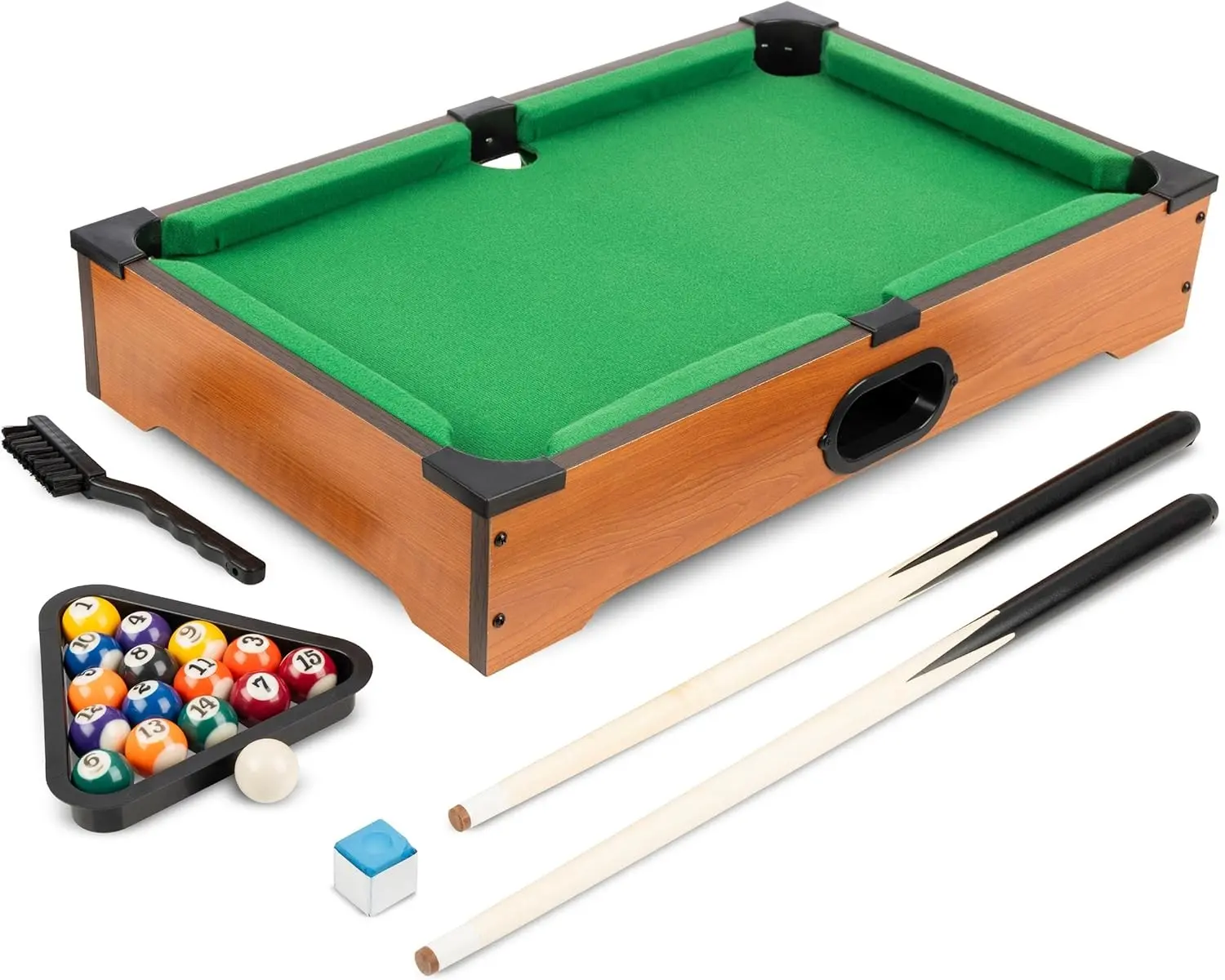 20 in Portable Mini Tabletop Pool Table Billiards Game Set - Includes Cue Balls, Sticks, Chalk, Brush, Triangle Rack - Fun Indoor Home Table Game for Home Supplies Use