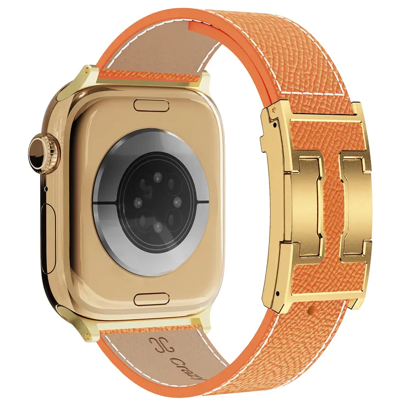 ☆ OWNACE Apple Watch用バンド 38mm ック&ゴールド 86 CrazyGrass Women's Fashion leather Watch Band Compatible Bands