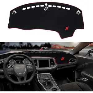 Dashboard Cover for  Challenger Accessories 2015-2022 2023 2024 Non-Slip Dash Mat Blocker UV Rays Sunshade Dash Cover Protector for  Challenger Accessories(Red Edge Red Trim
