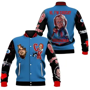 Personalized Chucky Doll Horror Varsity Jacket | Custom Name Men Women Casual Baseball Bomber Coat