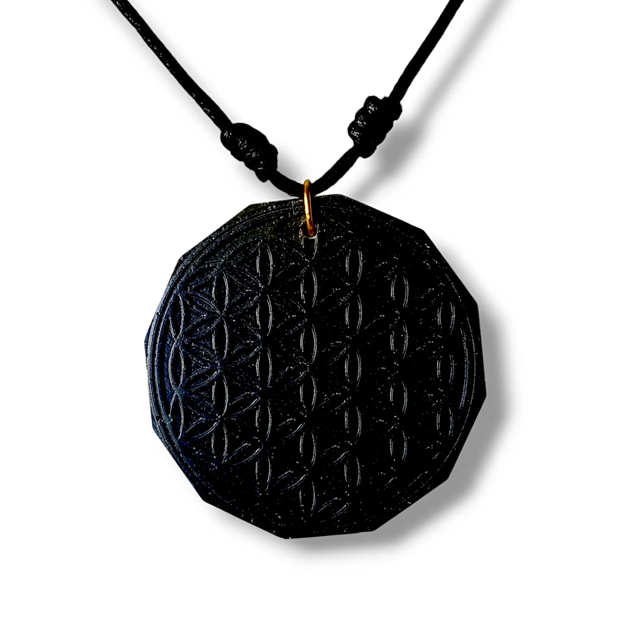 SolyOrgon Handcrafted Orgonite Necklace/ EMFs Balance/  Adjustable Cord (Metals, Resin, Shungite + Tourmaline)