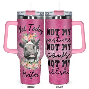40oz, 1 Count Floral & Cow Pattern Stainless Steel Cup, Insulated and Durable, Funny Cow Pattern Design, Gifts for Cow Lovers, Drinkware, Reusable Thermos Cup, Tumbler With Lid, Coffee Thermos