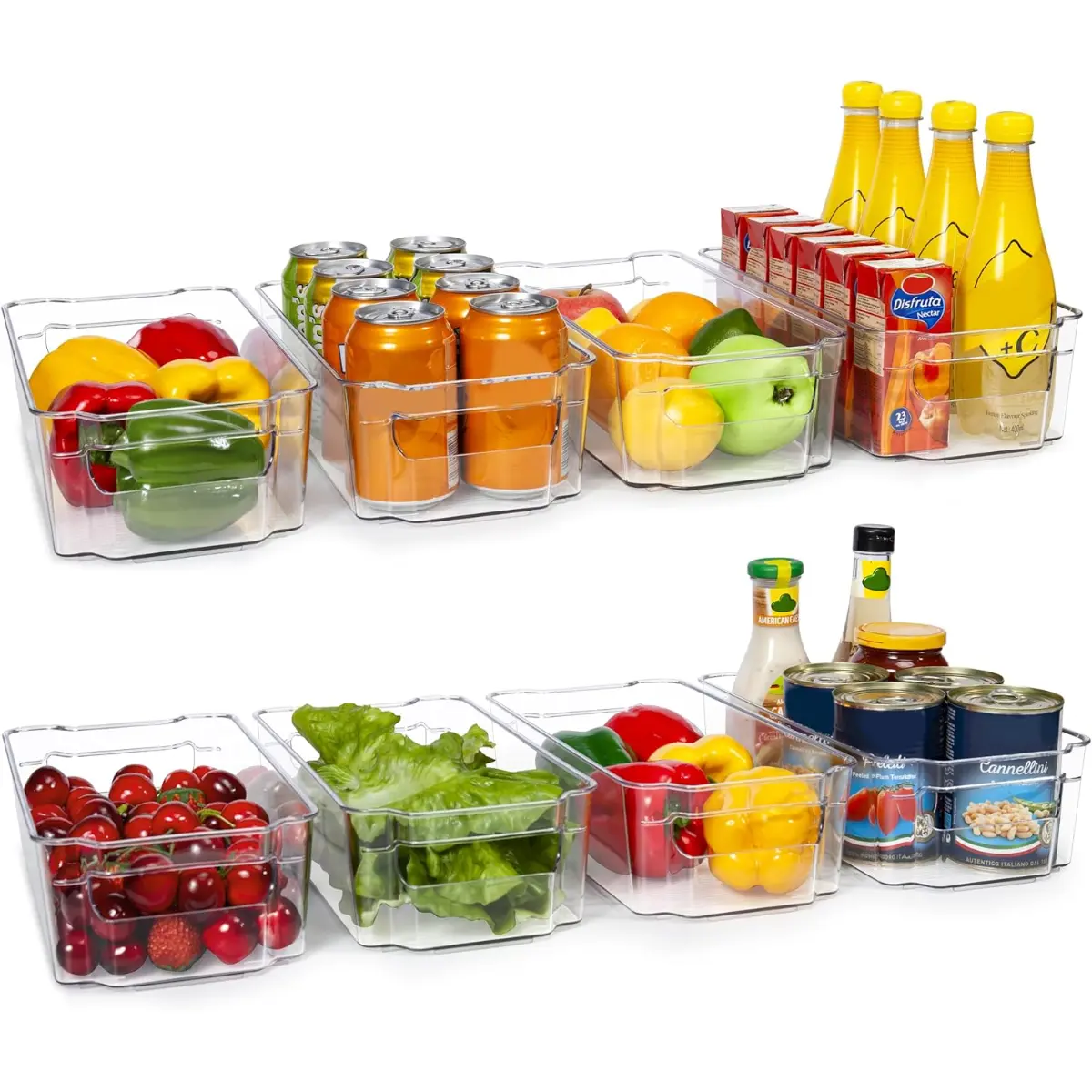 8-Piece BPA-Free Durable Plastic Rectangular Storage Bins with Built-in Handles, 12.5"x6.3"x3.5" for Kitchen Pantry, Bathroom, Bedrooms Organization, Craft Rooms, Home Countertops & Cabinets
