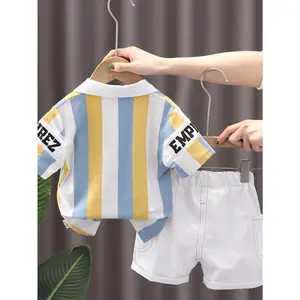 Baby Boy Cartoon Polo Tee & Shorts Set Ages 3-6 |   2026 New Summer Casual Outfit for Daily Wear & Beach |   Trendy Coord