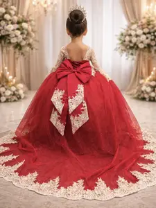 Duquesa Red Girls’ Formal Dress – 2-in-1 Detachable Design