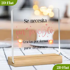 2D Flat, Spanish It Takes A Village Thank You Acrylic Decorative Sign Heartfelt Appreciation Spanish Gift for Nanny, Daycare Teacher, Paraprofessional, Coach Classic Design with Base, Perfect for Christmas, Thanksgiving & Birthdays
