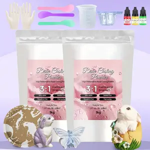 Gypsum Casting Powder 1kg Set, Smooth Mirror Finish Gypsum, Fast Curing Mold Release 20-30 Minutes, Ideal for Fine Relief Art Crafts DIY Projects