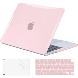 Cute Pink Case Compatible with MacBook Air 13 inch 2024-2022 Release M3 A3113 A2681 M2 Chip, [Full Protection Plastic Hard Shell Case][with Keyboard Skin Cover & Screen Protector ] - Milky Pink
