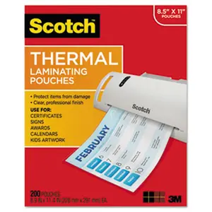 3M/Commercial Tape Div. TP3854200 Letter size thermal laminating pouches- 3 mil- 11 2/5 x 8 9/10- 200 per pack