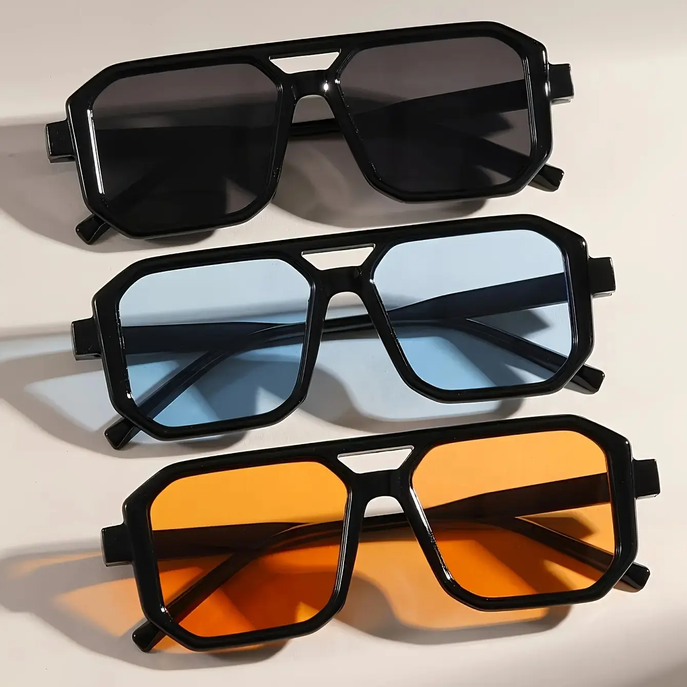 Unisex 3‑Pack Full‑Rim Polarized Sunglasses Set, Flexible TR90‑Built Eyewear With UV‑Blocking PC Lenses, Sleek Urban Minimalist Fashion Accessory, Sturdy Light‑Weight Silhouette, Ideal For Road Driving, Daily Commute & Outdoor Recreation