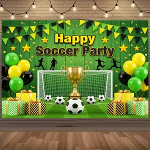 2026 Football Champion Trophy Soccer Theme Backdrop Vibrant Sport Field Photography Background Indoor Outdoor Home Garden Wall Decor Perfect for Boys Birthday Sports Celebration Fan Gathering Party Supplies, Party Banner
