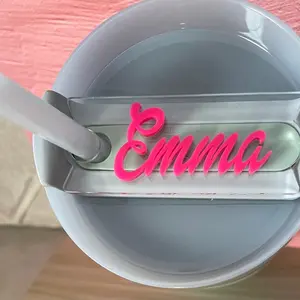 New Style H2.0 Script Personalized 20, 30 & 40 Oz Clear Name Plate