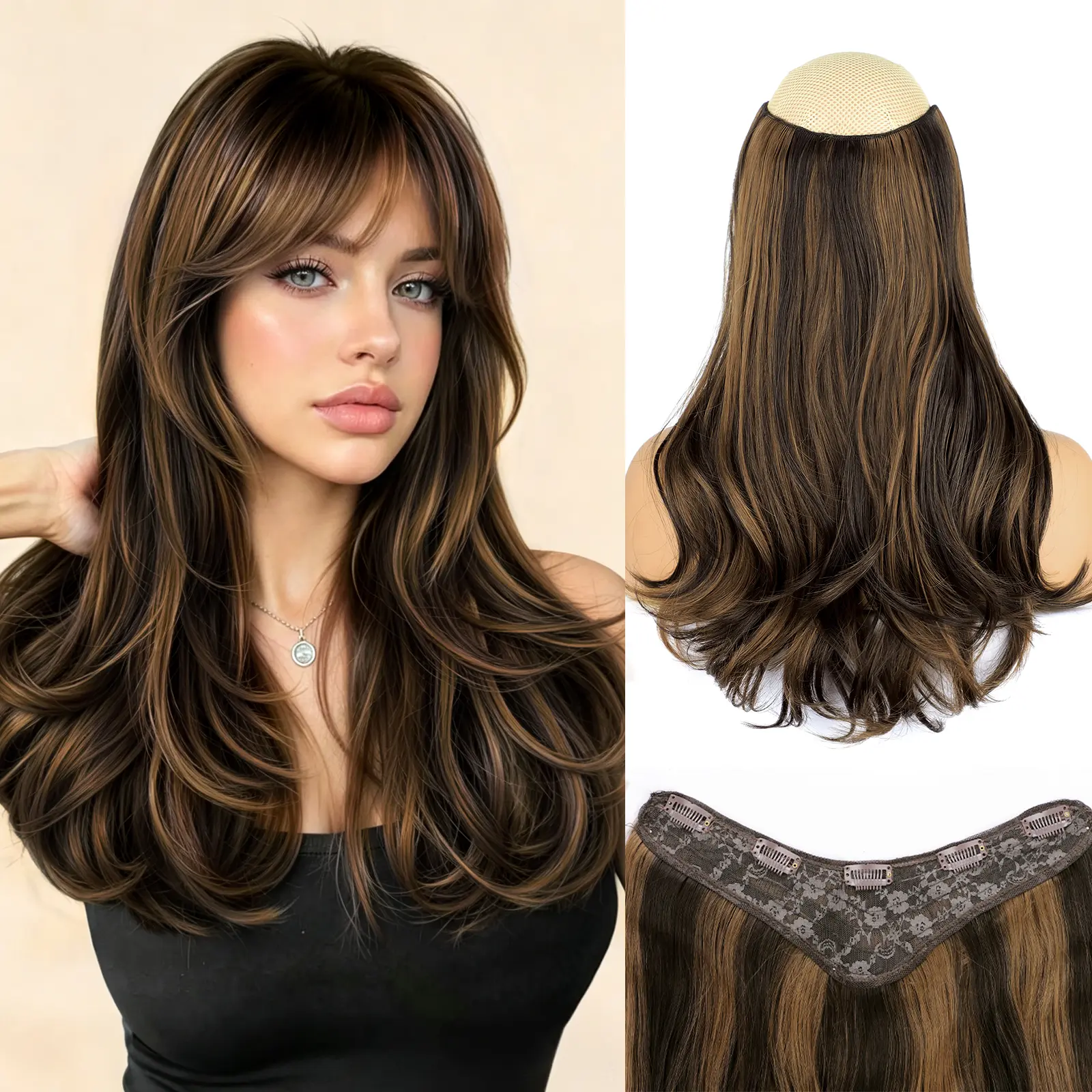 16inch-Balayage Dark Brown to Chestnut Brown